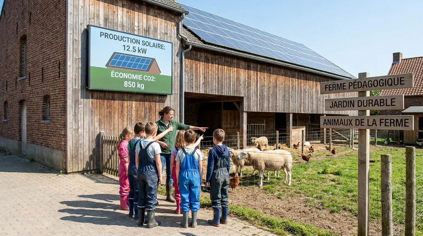 Installation panneaux solaires 10 kWc + monitoring à Mouscron - Ferme Pédagogique - Mouscron
