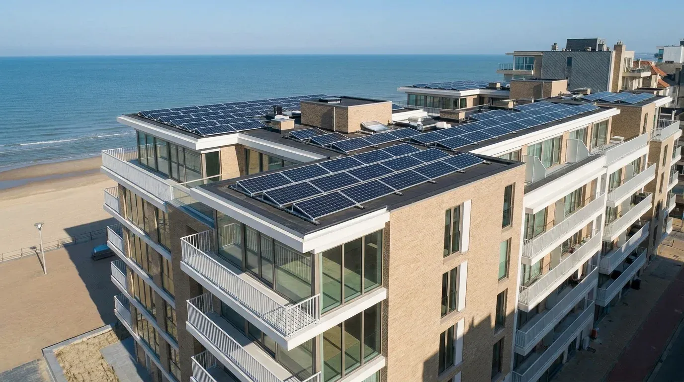 Installation panneaux solaires 3.2 kWc à Ostende - Appartement en Copropriété - Ostende