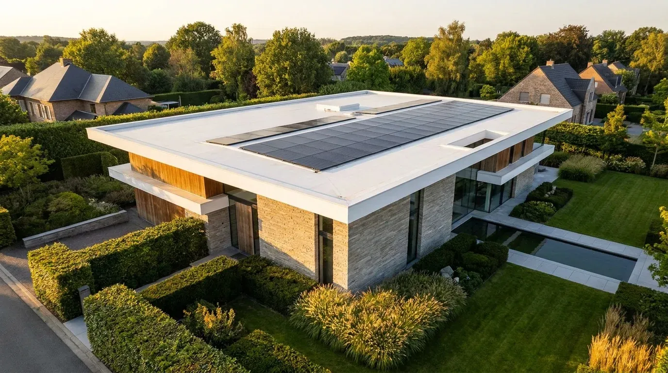 Installation panneaux solaires 9.9 kWc à Waterloo - Villa contemporaine à Waterloo