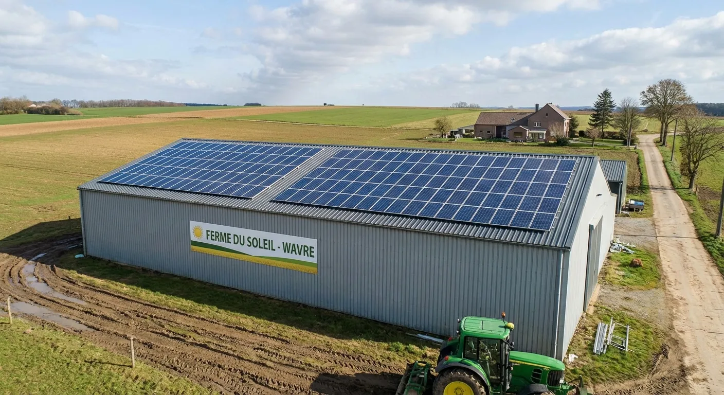 Installation panneaux solaires 24 kWc à Wavre - Hangar agricole à Wavre